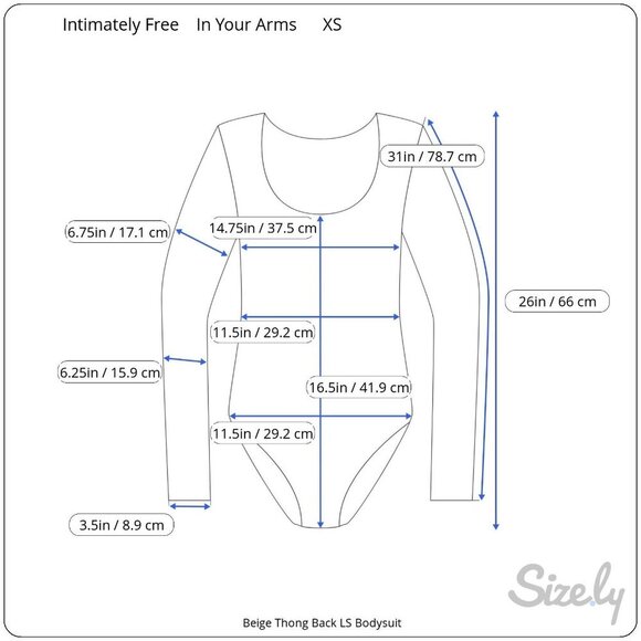 Intimately Free People In Your Arms Beige Long Sleeve Bodysuit Thong NWOT XS - Picture 9 of 9